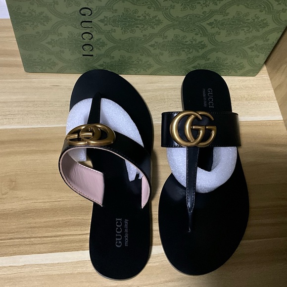 Gucci Black Leather Sandals - Picture 2 of 5